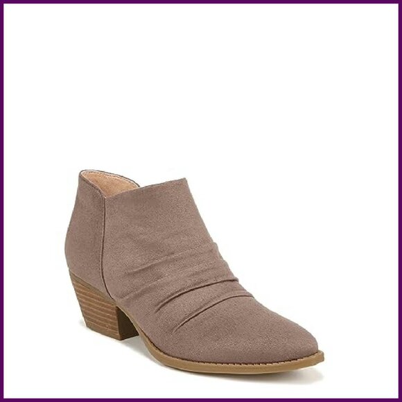 Women's Microsuede Ankle Boots with Zipper, Stacked Heel, Recycled Materials - Picture 2 of 8